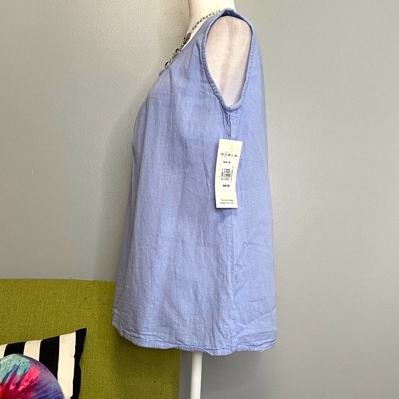 Maya Jones Blue Cotton Relaxed Fit Tank Top NEW Small - Picture 3 of 5